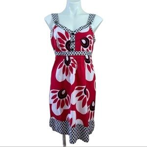 East 5th Sleeveless Black, Red & White Dress 10p